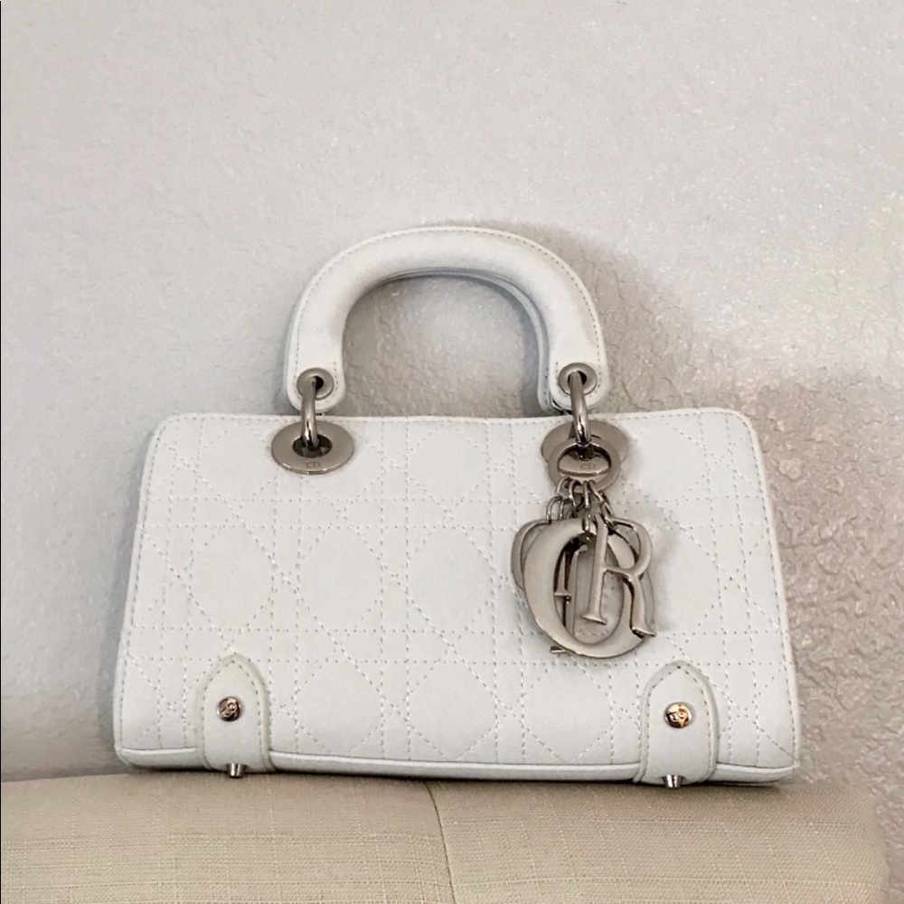 Christian Dior  East West  white leather tote bag